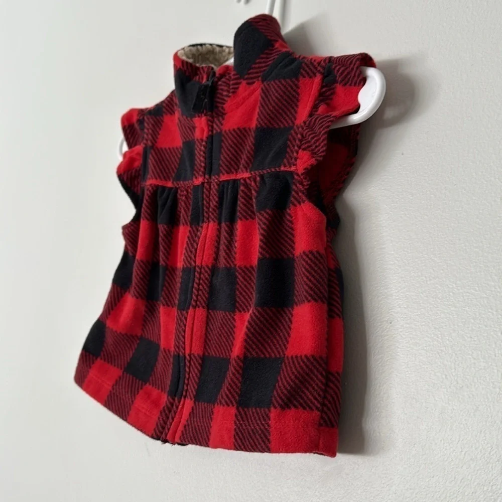 Plaid sleeveless zip up vest